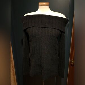 Warm Black Off-Shoulder Sweater